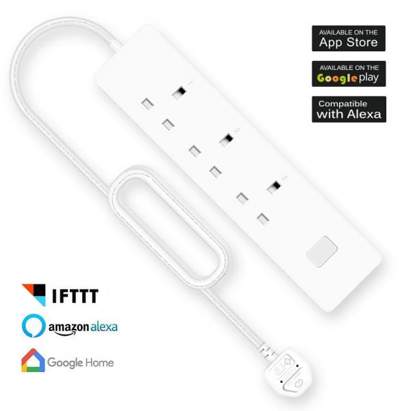 15A Smart Home Wifi UK Plug Outlet Extension Socket Works With Smart Specs App And Google Home Power Strip Surge Protector