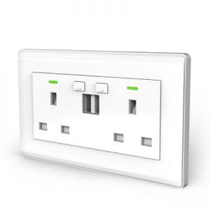 13A 2500w, Wifi Wall Socket. Support  Alexa Voice Control, Smart Specs, Energy Monitoring, USB- Ports