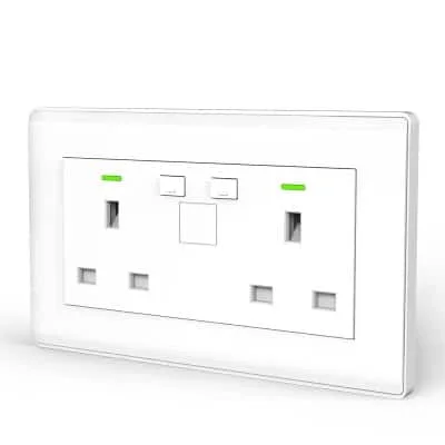 Smart Wifi Wall Socket with 2 Outlets and 2 USB Port, Compatible with Alexa, Google