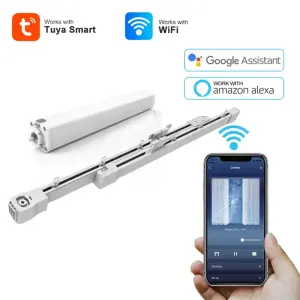 2.417-4.5m Smart Home Automation Curtain Control, Curtain Motor With Remote Control, Compatible with Alexa Google Assistant, Smart Specs &Tuya