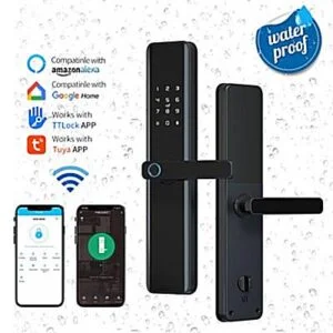 Smart Home Lock, Wifi  Fingerprint , Alexa Enabled,5-in-1 Keyless Door Entry, Long Lasting Battery, Perfect for Home and Officies