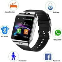 Padgene DZ09 Bluetooth Smartwatch, Touchscreen Wrist Smart Phone Watch Sports Fitness Tracker with SIM SD Card Slot Camera Pedometer for Men Women Kids