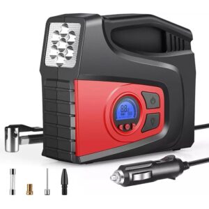 Digital Air Compressor Pump for Cars, Max Pressure150PSI, LED Light, Preset Pressure Gauge, and Long Cord