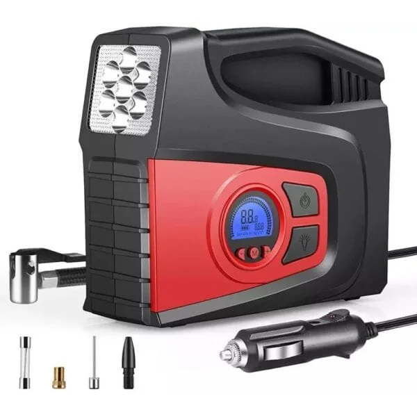Digital Air Compressor Pump for Cars, Max Pressure150PSI, LED Light, Preset Pressure Gauge, and Long Cord
