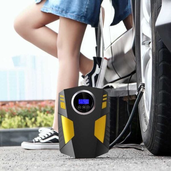 Portable Car Tire Inflator, 12V Digital Air Compressor Pump for Cars with Fast Inflation, LED Light, Preset Pressure Gauge, and Long Cord - Image 3