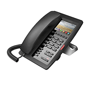 Enjoy High Quality Calls with Fanvil H5 Hotel Room IP Phone: Speakerphone with an RJ45 port, a USB port, SIP based VoIP, analog lines, and 7” color LCD display