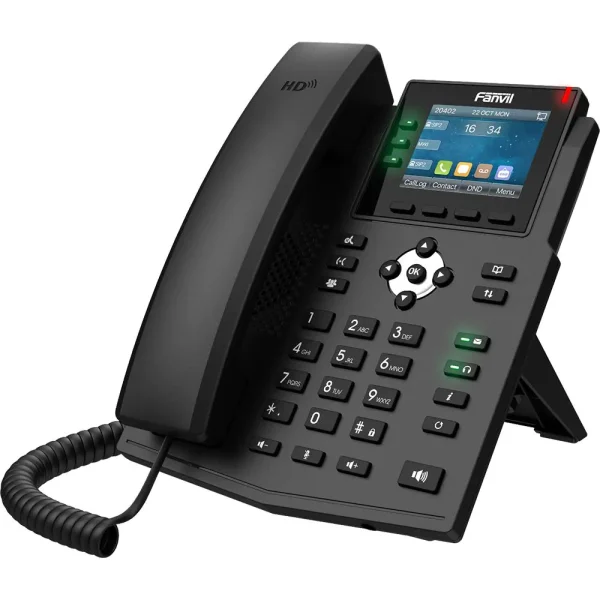 Fanvil X3U Enterprise VoIP Phone, 2.8-Inch Color Display, 6 SIP Lines, Dual-Port Gigabit Ethernet