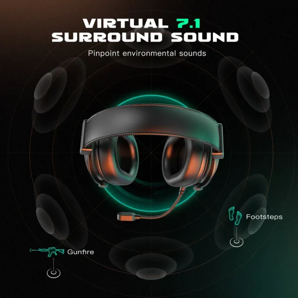 Fifine H6 High Quality 7.1 Surround Sound Gaming Headset RGB Gaming Headphones USB Wired Gamer Headset Gaming Headphones - Image 3