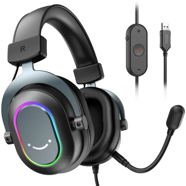 Fifine H6 High Quality 7.1 Surround Sound Gaming Headset RGB Gaming Headphones USB Wired Gamer Headset Gaming Headphones