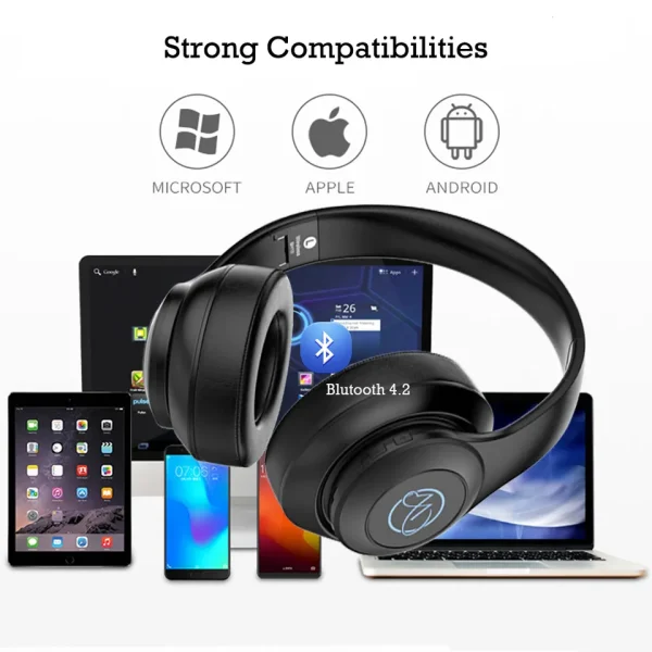 Bluetooth Headphones Over The Ear Wireless, Headphones Wired, Headphones with Microphone 20 Hour Travel and Work (Black) - Image 5