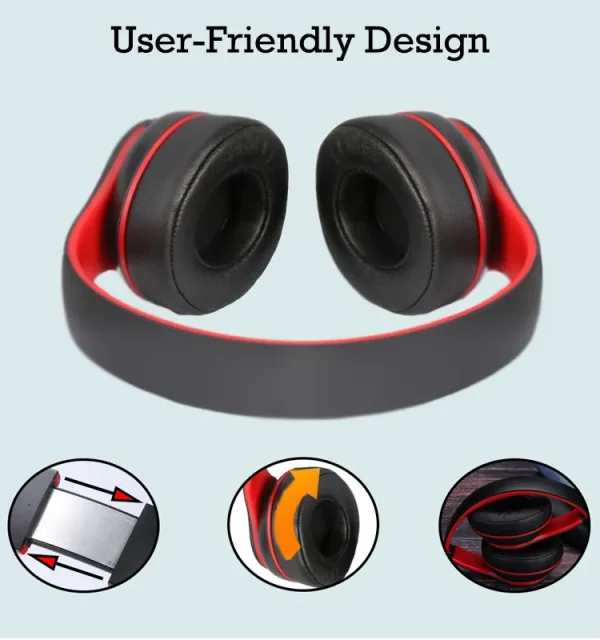 Bluetooth Headphones Over The Ear Wireless, Headphones Wired, Headphones with Microphone 20 Hour Travel and Work (Black) - Image 4