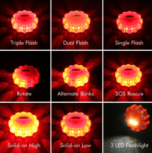 Traffic Warning Flashers: Portable LED Road Flares with Magnetic Attachment for Enhanced Vehicle Safety & Emergency Preparedness - Image 3