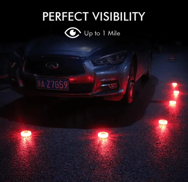 Waterproof Road Emergency Lights Beacon Kit For Alerting Cars Truck Boats | Emergency Roadside Warning LED Light Flares | 360° Visibility Roadside Flares Kit With Magnetic Base & Hook - Image 5