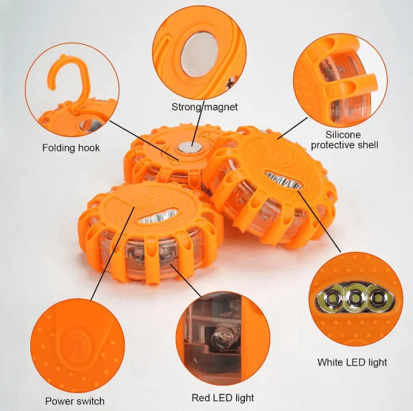 Traffic Warning Flashers: Portable LED Road Flares with Magnetic Attachment for Enhanced Vehicle Safety & Emergency Preparedness - Image 5