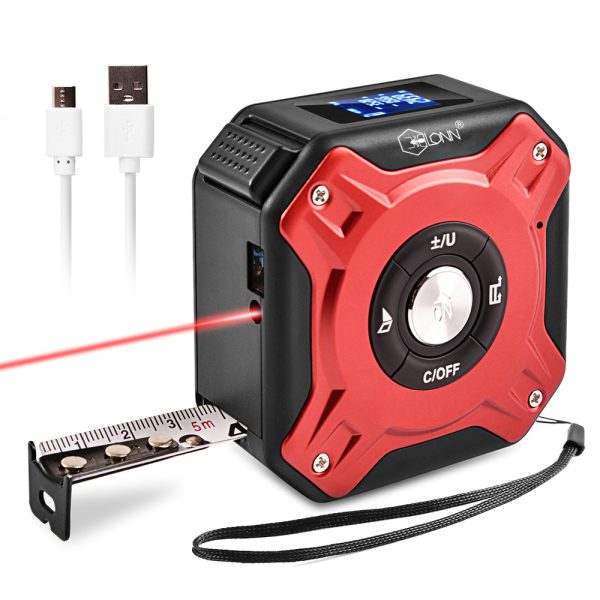 2 in 1 Digital Laser Tape Measure | 130ft/40m Laser Distance Meter Display On Backlit LCD Screen with 16ft/5m AutoLock Measuring Tape - Image 4