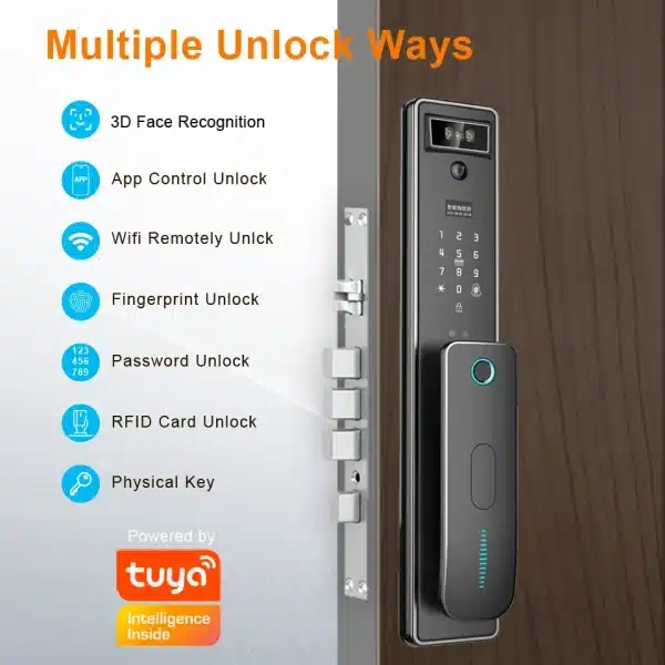 3D Face Recognition WiFi Door Lock with Camera: Unlock Innovation - Next-Gen Advanced Security WiFi Door Lock with Camera  With Multi-Mode Unlock Access - Image 4