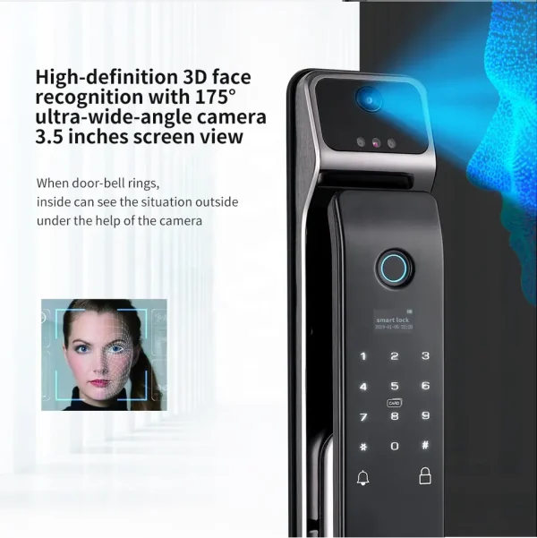 Luxury Grey High Quality 3D Face recognition Smart Lock App Phone Control Fingerprint Smart Home Wifi Tuya Door Lock - Image 6