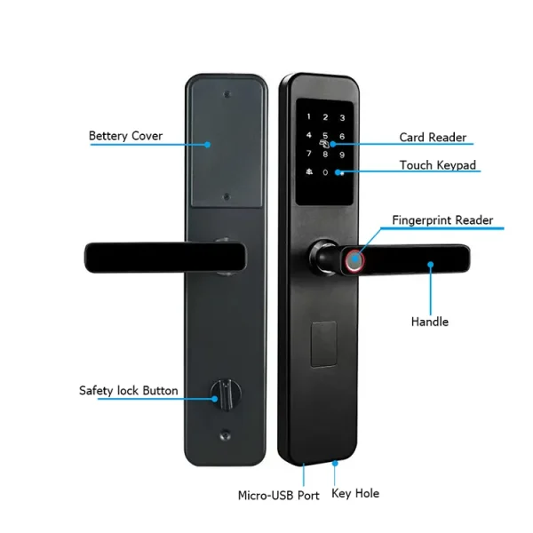 Waterproof Tuya WIFI APP Cerradura Digital Door Lock Aluminum Biometric Fingerprint Door Handle Keyless Smart Lock - Image 5