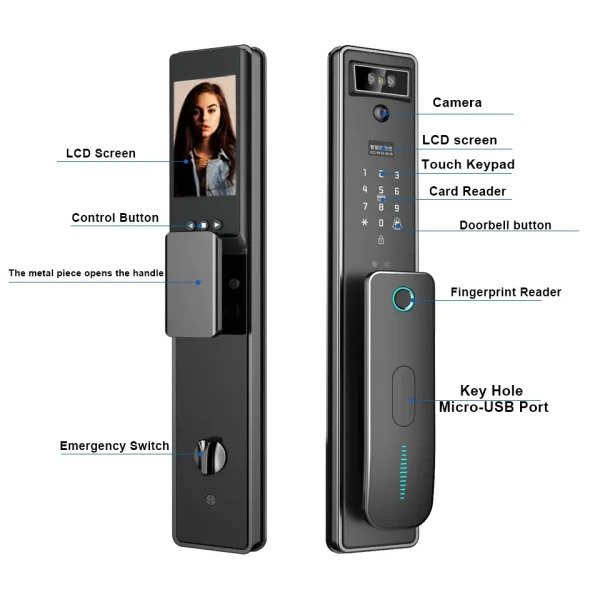 3D Face Recognition WiFi Door Lock with Camera: Unlock Innovation - Next-Gen Advanced Security WiFi Door Lock with Camera  With Multi-Mode Unlock Access - Image 3