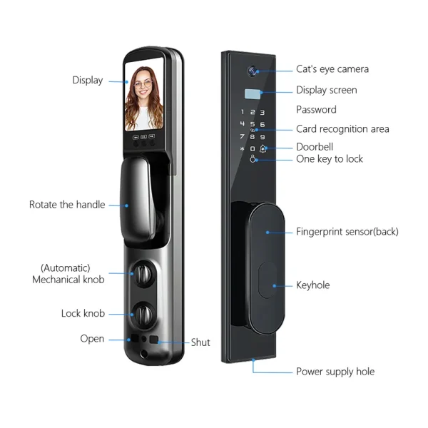 Eseye Tuya Door Lock Wifi Fingerprint Fully Automatic Intelligent Camera Zigbee Smartlock Smart Locks - Image 3