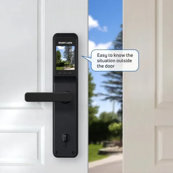 Glomarket WIFI Tuya APP Control QR Card Fingerprint Door Lock Digital Lock Intelligent Electric Smart Door Lock With Camera - Image 4