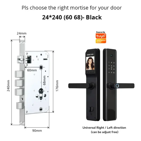 Glomarket WIFI Tuya APP Control QR Card Fingerprint Door Lock Digital Lock Intelligent Electric Smart Door Lock With Camera - Image 3