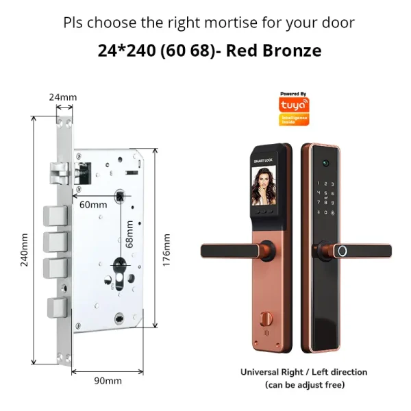 Glomarket WIFI Tuya APP Control QR Card Fingerprint Door Lock Digital Lock Intelligent Electric Smart Door Lock With Camera - Image 2
