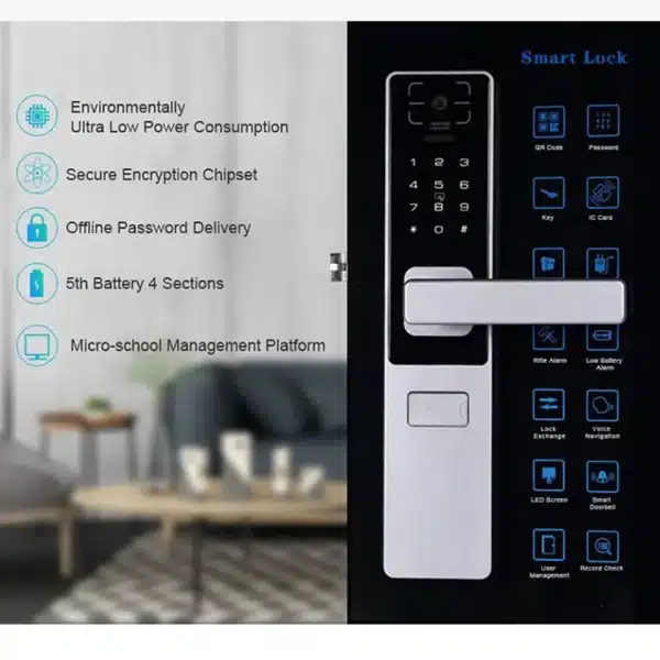 Hotel and School Door Lock System Wooden Keyless Digital Wifi Electronic QR Code Smart Door Lock - Image 3