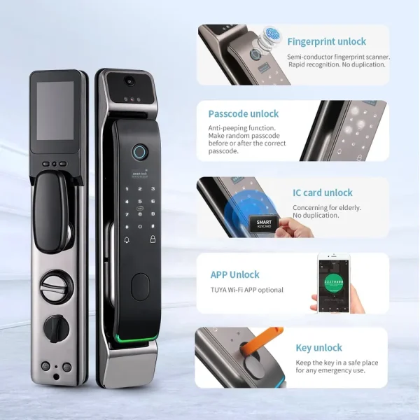 Luxury Grey High Quality 3D Face recognition Smart Lock App Phone Control Fingerprint Smart Home Wifi Tuya Door Lock - Image 5