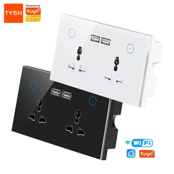 Universal 16A Wifi Smart Wall Socket Outlet With USB Tuya Smart Life Alexa Voice Control Electrical Power Wall Socket