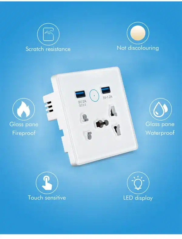 Smart Home Universal Wall Socket With 2 Usb Tuya 13A Wifi Power Smart Socket Work With Alexa Google Home - Image 2