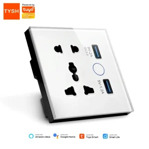 Smart Home Universal Wall Socket With 2 Usb Tuya 13A Wifi Power Smart Socket Work With Alexa Google Home