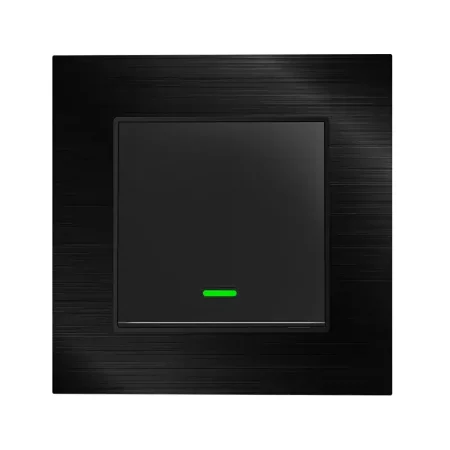 No Neutral Wire Required-Smart Switch Revolution - Transform Your Home with the 1-Gang EU/UK Neutral Wire Optional Black Tuya Smart WiFi Button Light Switch