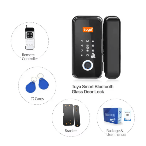 JBLYU Tuya Smart Fingerprint Glass Door Lock – Ultimate Keyless Security with Bluetooth App Control - Image 2