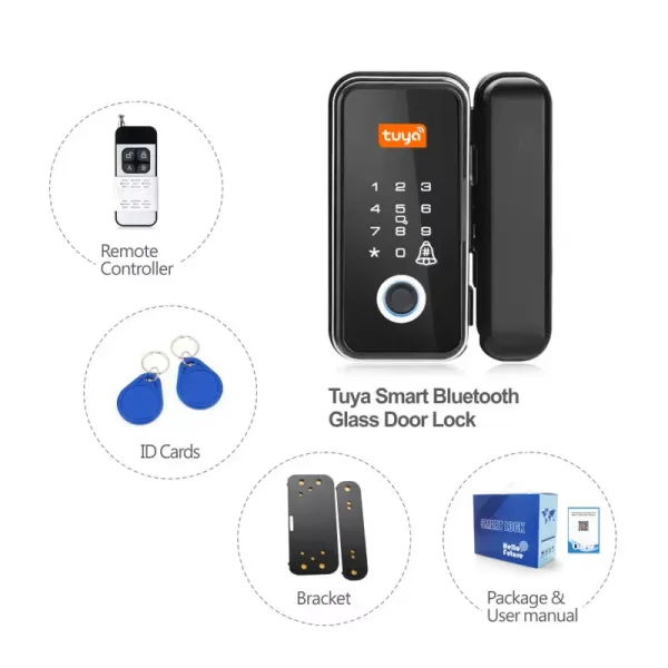 JBLYU Tuya Smart Fingerprint Glass Door Lock – Ultimate Keyless Security with Bluetooth App Control - Image 2