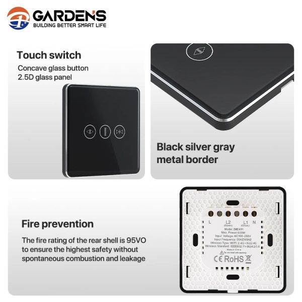 Garden Tuya WiFi Smart Curtain Switch – No Battery, Push Button, Alexa Compatible - Image 6