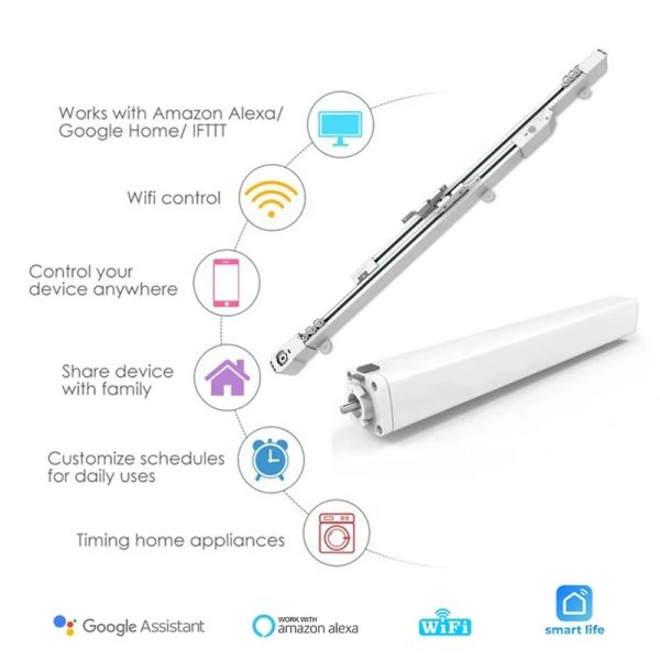 Smart TUYA WiFi Curtain Motor System with Extendable Track – Alexa & Google Compatible - Image 6