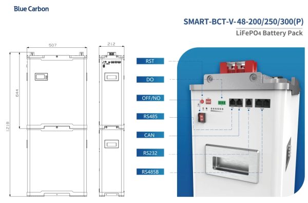 48V Lithium-Ion Battery Pack SMART-BCT-V-48-200/250/300(P) – High Capacity Power Storage - Image 4