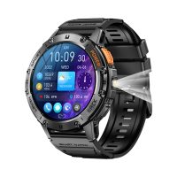 K65 Outdoor Sport Smart Watch for Men & Women with Flashlight, 1.43" AMOLED Round Screen, Silicone Strap, Health Monitoring Smartwatch