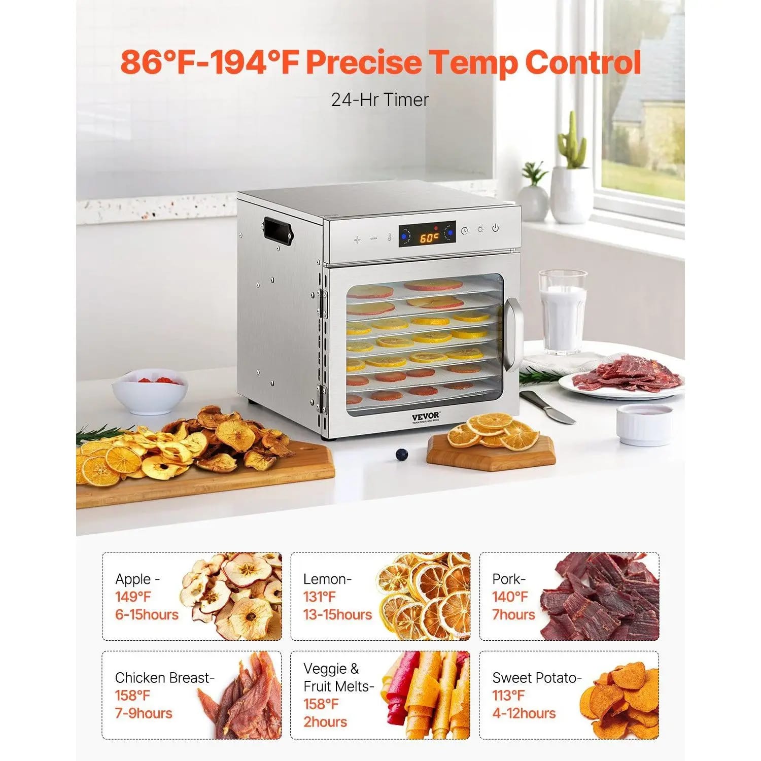8-Tray Stainless Steel Food Dehydrator Image 1